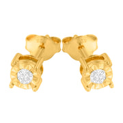 Bids.com 10K Yellow Gold Plated .925 Sterling Silver 1/10 Cttw Round Brilliant-Cut Diamond Miracle-Set Stud Earrings (J-K Color, I3 Clarity) Earrings White Smoke 0.1 / White.Sterling Silver,0.1 / Rose.Sterling Silver,0.1 / Yellow.Sterling Silver