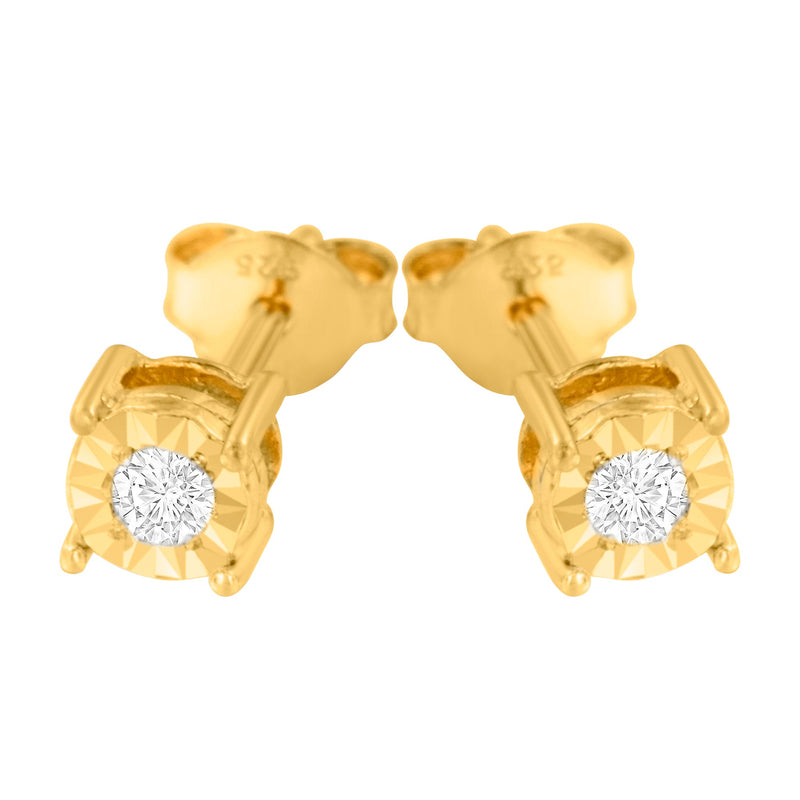 Bids.com 10K Yellow Gold Plated .925 Sterling Silver 1/10 Cttw Round Brilliant-Cut Diamond Miracle-Set Stud Earrings (J-K Color, I3 Clarity) Earrings White Smoke 0.1 / White.Sterling Silver,0.1 / Rose.Sterling Silver,0.1 / Yellow.Sterling Silver