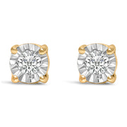 Bids.com .925 Sterling Silver 1/10 Cttw Round Brilliant-Cut Lab Grown Diamond Miracle-Set Stud Earrings (F-G Color, VS1-VS2 Clarity) Earrings White Smoke Yellow.Sterling Silver / 0.1