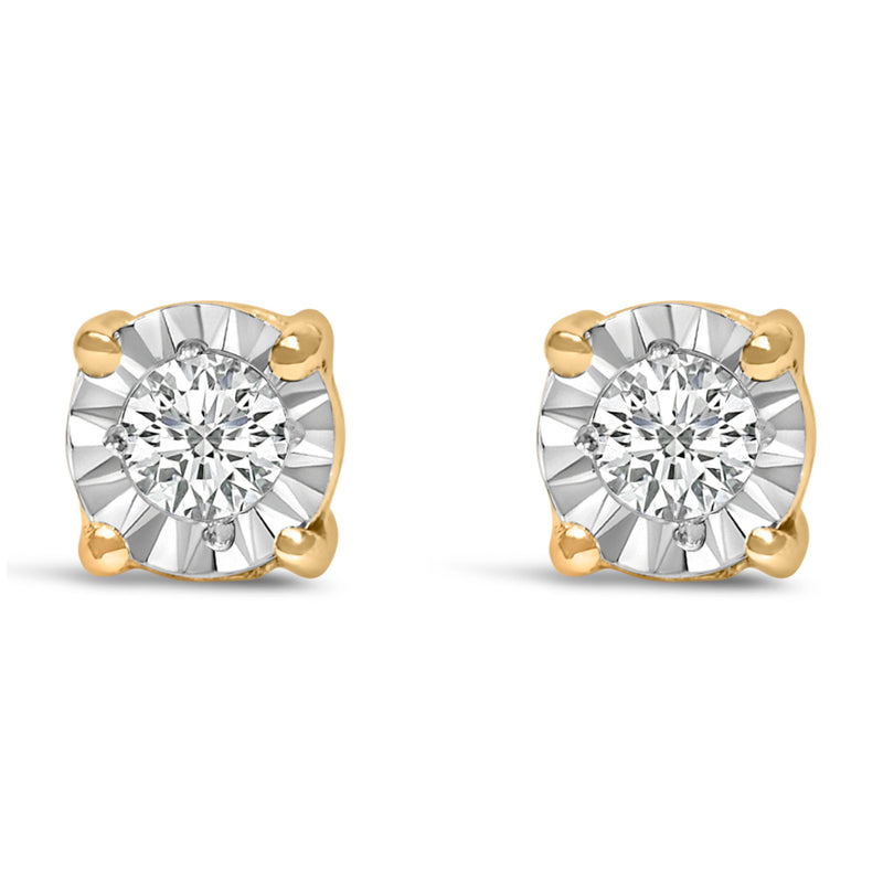 Bids.com .925 Sterling Silver 1/10 Cttw Round Brilliant-Cut Lab Grown Diamond Miracle-Set Stud Earrings (F-G Color, VS1-VS2 Clarity) Earrings White Smoke Yellow.Sterling Silver / 0.1
