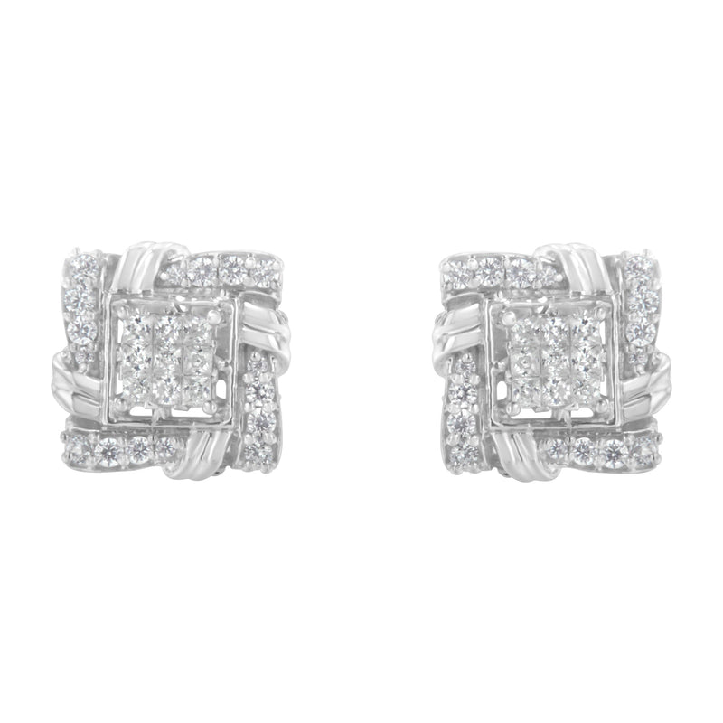 Bids.com .925 Sterling Silver 1/2 Cttw Round-Cut Diamond Stud Earrings (I-J Color, I1-I2 Clarity) Earrings White Smoke White.Sterling Silver / 0.5
