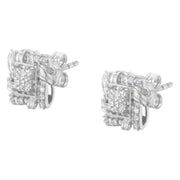 Bids.com .925 Sterling Silver 1/2 Cttw Round-Cut Diamond Stud Earrings (I-J Color, I1-I2 Clarity) Earrings White Smoke White.Sterling Silver / 0.5