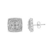 Bids.com 10K Yellow, White, and Rose Gold Plated Sterling Silver Diamond Accent Earrings (I-J Clarity, I3 Color) Earrings White Smoke White.Sterling Silver / 0.02
