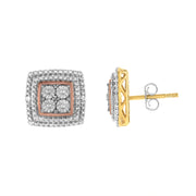 Bids.com 10K Yellow, White, and Rose Gold Plated Sterling Silver Diamond Accent Earrings (I-J Clarity, I3 Color) Earrings White Smoke YellowWhiteRose.Sterling Silver / 0.02