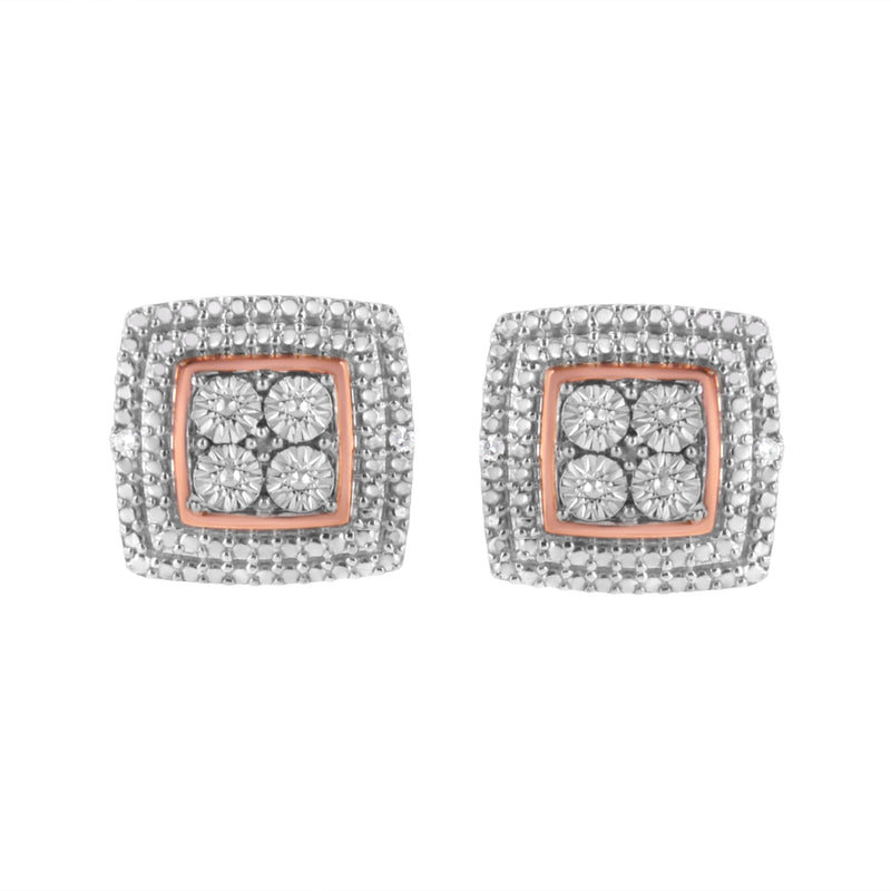 Bids.com 10K Yellow, White, and Rose Gold Plated Sterling Silver Diamond Accent Earrings (I-J Clarity, I3 Color) Earrings White Smoke YellowWhiteRose.Sterling Silver / 0.02,White.Sterling Silver / 0.02