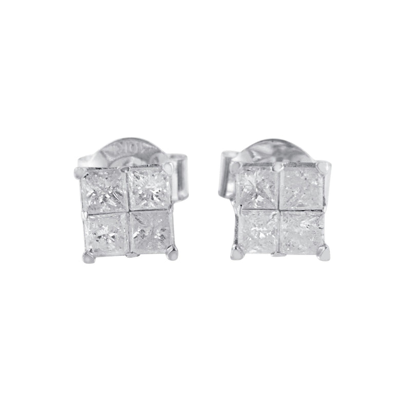 Bids.com 10k White Gold Diamond Stud Earrings (0.60 cttw, I-J Color, I2-I3 Clarity) Earrings White Smoke White.Gold / 0.6