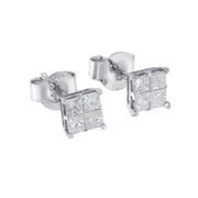Bids.com 10k White Gold Diamond Stud Earrings (0.60 cttw, I-J Color, I2-I3 Clarity) Earrings White Smoke White.Gold / 0.6