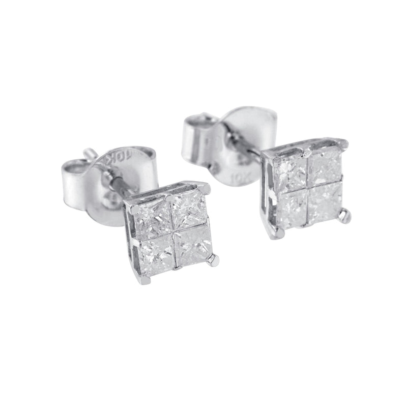 Bids.com 10k White Gold Diamond Stud Earrings (0.60 cttw, I-J Color, I2-I3 Clarity) Earrings White Smoke White.Gold / 0.6