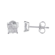 Bids.com 10k White Gold Diamond Stud Earrings (0.60 cttw, I-J Color, I2-I3 Clarity) Earrings White Smoke White.Gold / 0.6