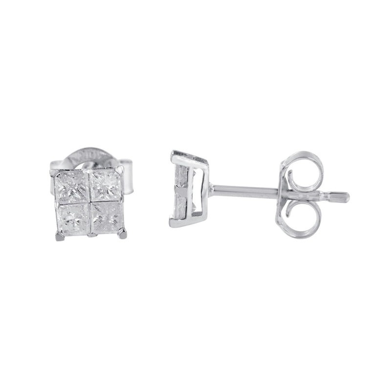 Bids.com 10k White Gold Diamond Stud Earrings (0.60 cttw, I-J Color, I2-I3 Clarity) Earrings White Smoke White.Gold / 0.6