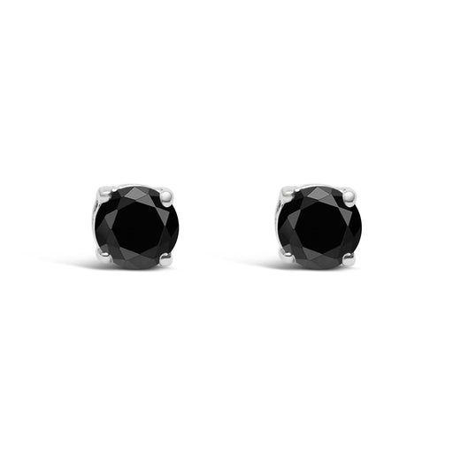 Bids.com .925 Sterling Silver 1/2 Cttw Black Diamond Solitaire Stud Earrings Earrings White Smoke White.Sterling Silver / 0.2