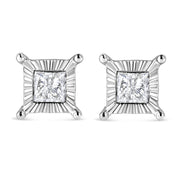 Bids.com .925 Sterling Silver 1.0 Cttw Miracle Set Princess-cut Diamond Solitaire Stud Earrings (H-I Color, I2-I3 Clarity) Earrings White Smoke White.Sterling Silver / 1,White.Sterling Silver / 0.33,White.Sterling Silver / 0.5