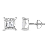 Bids.com .925 Sterling Silver 1.0 Cttw Miracle Set Princess-cut Diamond Solitaire Stud Earrings (H-I Color, I2-I3 Clarity) Earrings White Smoke White.Sterling Silver / 1,White.Sterling Silver / 0.33,White.Sterling Silver / 0.5