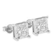 Bids.com .925 Sterling Silver 1.0 Cttw Miracle Set Princess-cut Diamond Solitaire Stud Earrings (H-I Color, I2-I3 Clarity) Earrings White Smoke White.Sterling Silver / 1,White.Sterling Silver / 0.33,White.Sterling Silver / 0.5