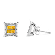 Bids.com .925 Sterling Silver 1/2 Cttw Yellow Princess Diamond Quad Stud Earring Earrings White Smoke White.Sterling Silver / 0.5