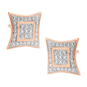 Bids.com .925 Sterling Silver Diamond Accented 4-Stone Four Pointed Star Shaped Halo-Style Stud Earrings (H-I Color, I2-I3 Clarity) Earrings White Smoke Rose.Sterling Silver / 0.04
