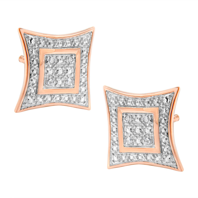 Bids.com .925 Sterling Silver Diamond Accented 4-Stone Four Pointed Star Shaped Halo-Style Stud Earrings (H-I Color, I2-I3 Clarity) Earrings White Smoke Rose.Sterling Silver / 0.04