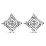 Bids.com .925 Sterling Silver Diamond Accented 4-Stone Four Pointed Star Shaped Halo-Style Stud Earrings (H-I Color, I2-I3 Clarity) Earrings White Smoke White.Sterling Silver / 0.04