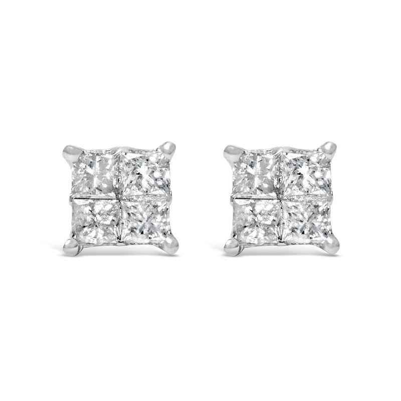 Bids.com 10K White Gold Diamond Stud Earrings (3/4 cttw, H-I Color, SI2-I1 Clarity) Earrings White Smoke White.Gold / 0.78