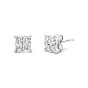 Bids.com 10K White Gold Diamond Stud Earrings (3/4 cttw, H-I Color, SI2-I1 Clarity) Earrings White Smoke White.Gold / 0.78