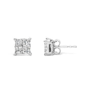 Bids.com 10K White Gold Diamond Stud Earrings (3/4 cttw, H-I Color, SI2-I1 Clarity) Earrings White Smoke White.Gold / 0.78