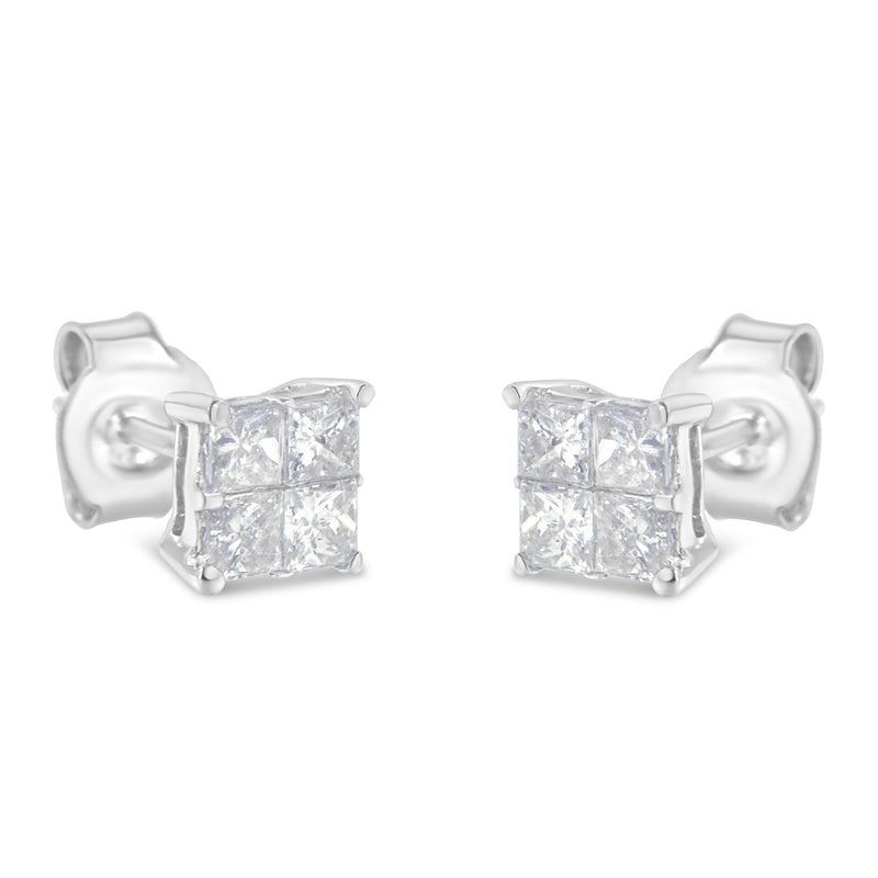 Bids.com 10K White Gold Diamond Stud Earrings (3/4 cttw, H-I Color, SI2-I1 Clarity) Earrings White Smoke White.Gold / 0.78