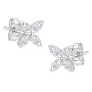 Bids.com 14K White Gold 1/2 Cttw Marquise Diamond 8 Stone Floral Leaf Stud Earrings (H-I Color, SI1-SI2 Clarity) Earrings White Smoke White.Gold / 0.5