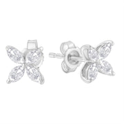 Bids.com 14K White Gold 1/2 Cttw Marquise Diamond 8 Stone Floral Leaf Stud Earrings (H-I Color, SI1-SI2 Clarity) Earrings White Smoke White.Gold / 0.5,Yellow.Gold / 0.5,Yellow.Gold / 0.75