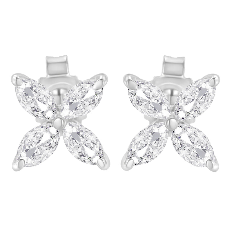 Bids.com 14K White Gold 1/2 Cttw Marquise Diamond 8 Stone Floral Leaf Stud Earrings (H-I Color, SI1-SI2 Clarity) Earrings White Smoke White.Gold / 0.5,Yellow.Gold / 0.5,Yellow.Gold / 0.75
