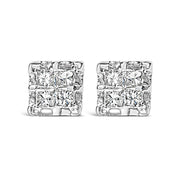 Bids.com 10k Yellow Gold Princess Diamond Quad Stud Earrings (1/4 cttw, J-K Color, I2-I3 Clarity) Earrings Gray Yellow.Gold / 0.26