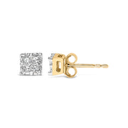 Bids.com 10k Yellow Gold Princess Diamond Quad Stud Earrings (1/4 cttw, J-K Color, I2-I3 Clarity) Earrings White Smoke Yellow.Gold / 0.26