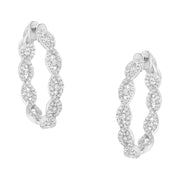 Bids.com 10K White Gold Diamond Hoop Earrings (1 1/2 cttw, H-I Color, I1-I2 Clarity) Earrings White Smoke White.Gold / 1.51