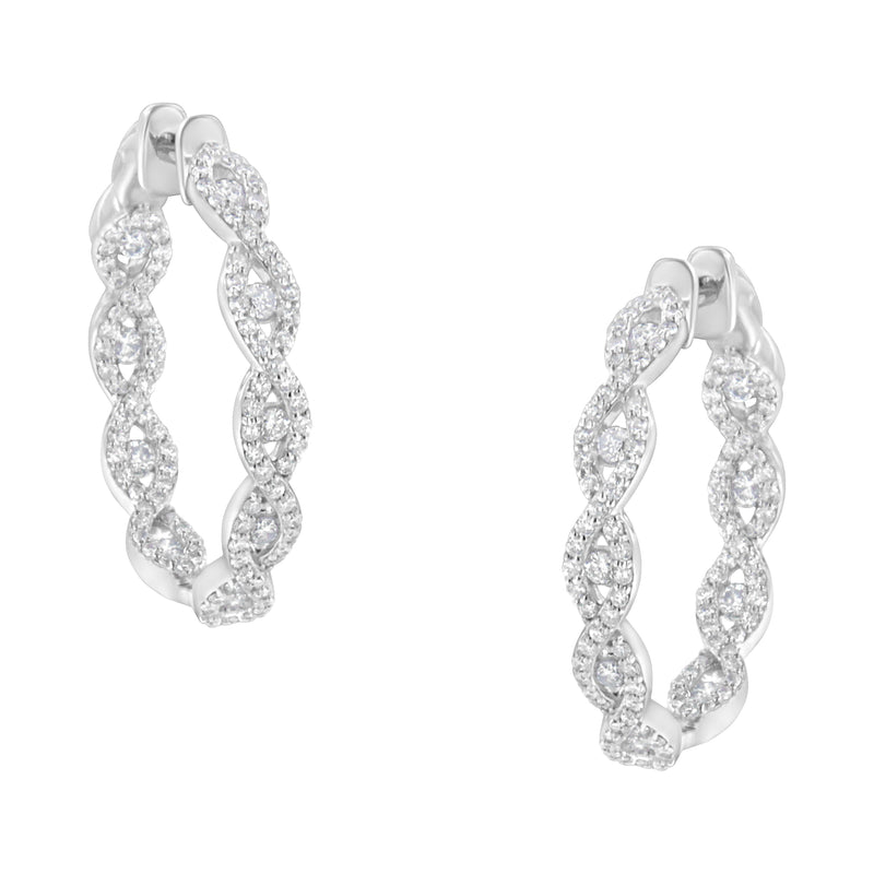 Bids.com 10K White Gold Diamond Hoop Earrings (1 1/2 cttw, H-I Color, I1-I2 Clarity) Earrings White Smoke White.Gold / 1.51