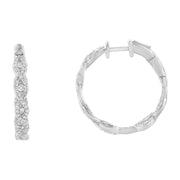 Bids.com 10K White Gold Diamond Hoop Earrings (1 1/2 cttw, H-I Color, I1-I2 Clarity) Earrings White Smoke White.Gold / 1.51