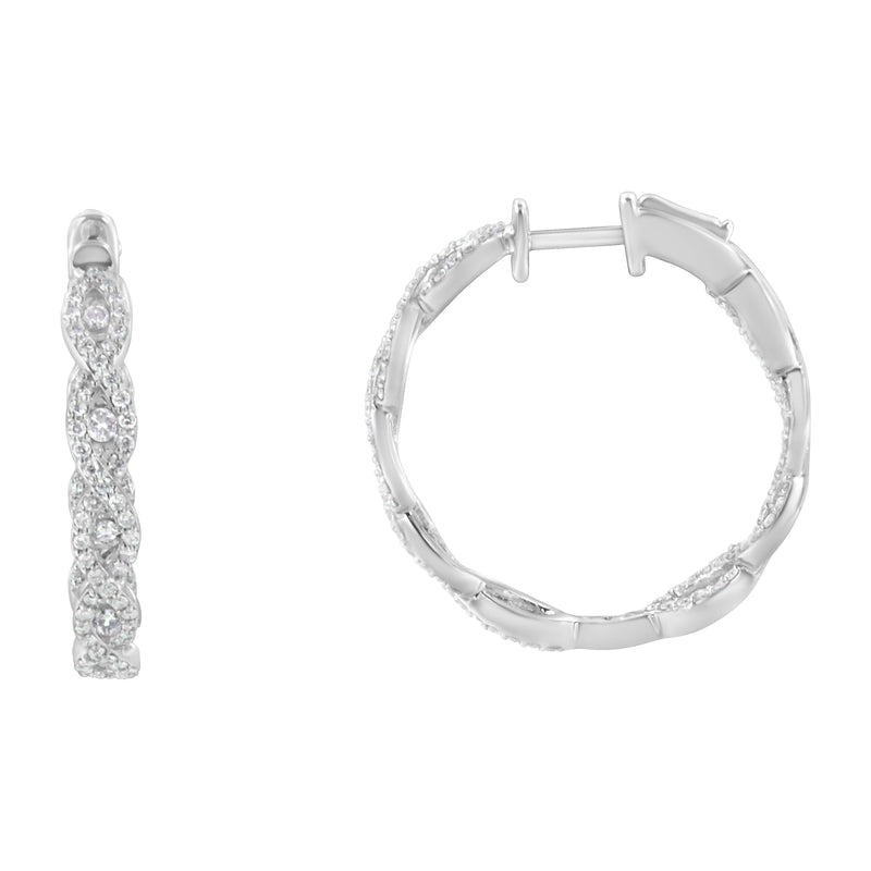 Bids.com 10K White Gold Diamond Hoop Earrings (1 1/2 cttw, H-I Color, I1-I2 Clarity) Earrings White Smoke White.Gold / 1.51