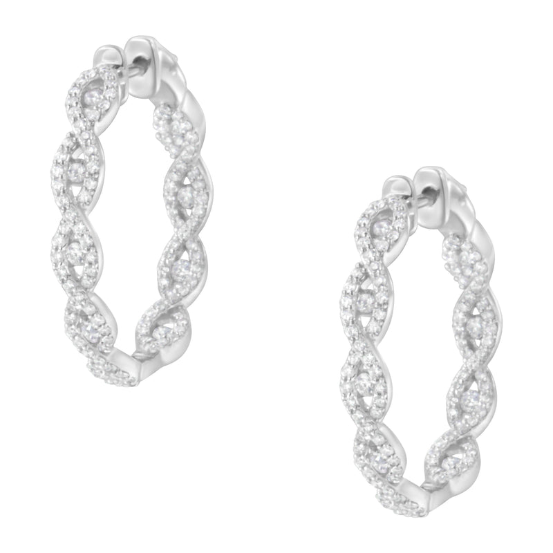 Bids.com 10K White Gold Diamond Hoop Earrings (1 1/2 cttw, H-I Color, I1-I2 Clarity) Earrings White Smoke White.Gold / 1.51