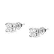Bids.com 10K White Gold 3/4 Cttw Invisible Set Princess-Cut Diamond Composite Square Stud Earrings (H-I Color, SI2-I1 Clarity) Earrings White Smoke White.Gold / 0.75