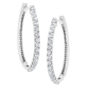 Bids.com 14K White Gold 2.0 Cttw Round Brilliant Cut Diamond Oblong Hinged Leverback Hoop Earrings (I-J Color, I1-I2 Clarity) Earrings White Smoke White.Gold / 2