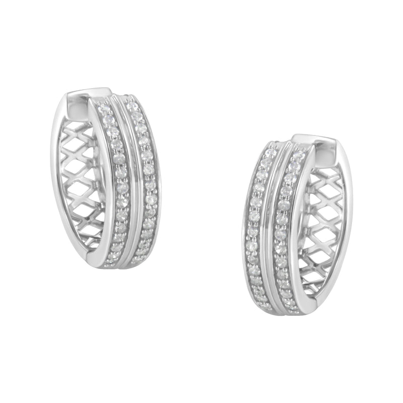 Bids.com 10K White Gold Diamond Hoop Earring (1/2 cttw, I-J Color, I2-I3 Clarity) Earrings White Smoke White.Gold / 0.52