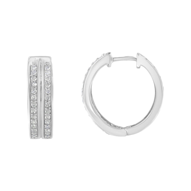 Bids.com 10K White Gold Diamond Hoop Earring (1/2 cttw, I-J Color, I2-I3 Clarity) Earrings White Smoke White.Gold / 0.52