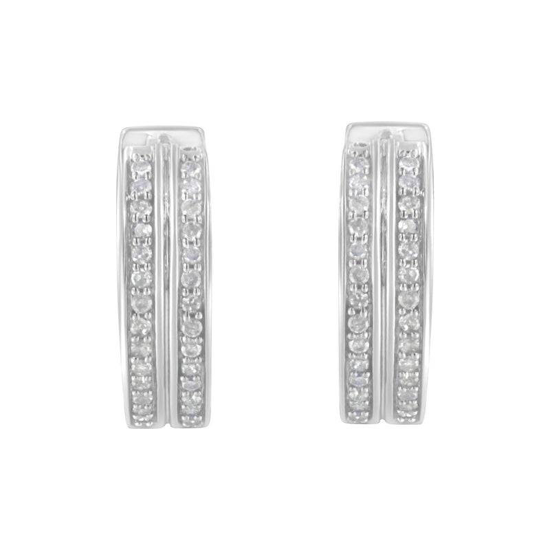 Bids.com 10K White Gold Diamond Hoop Earring (1/2 cttw, I-J Color, I2-I3 Clarity) Earrings White Smoke White.Gold / 0.52
