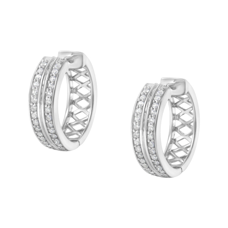 Bids.com 10K White Gold Diamond Hoop Earring (1/2 cttw, I-J Color, I2-I3 Clarity) Earrings White Smoke White.Gold / 0.52