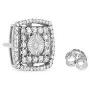 Bids.com .925 Sterling Silver 1.0 Cttw Round Diamond Double Halo and Disc Stud Earring (I-J Color, I2-I3 Clarity) Earrings White Smoke White.Sterling Silver / 1