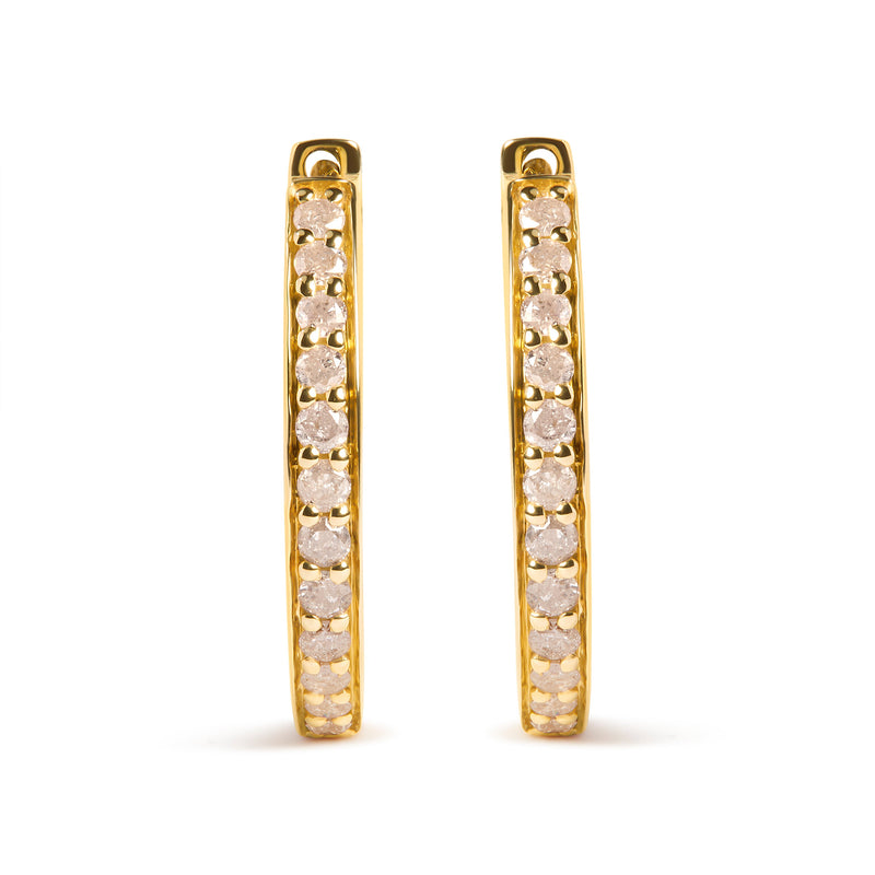 Bids.com 10K Yellow Gold 1/2 Cttw Round-Cut Diamond Hoop Earrings (I-J Color, I2-I3 Clarity) Earrings White Smoke Yellow.Gold / 0.5