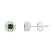 Bids.com .925 Sterling Silver 1/5 Cttw Round Brilliant-Cut Green Diamond Miracle-Set Stud Earrings (Fancy Color-Enhanced, I1-I2 Clarity) Earrings White Smoke White.Sterling Silver / 0.2