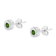 Bids.com .925 Sterling Silver 1/5 Cttw Round Brilliant-Cut Green Diamond Miracle-Set Stud Earrings (Fancy Color-Enhanced, I1-I2 Clarity) Earrings White Smoke White.Sterling Silver / 0.2