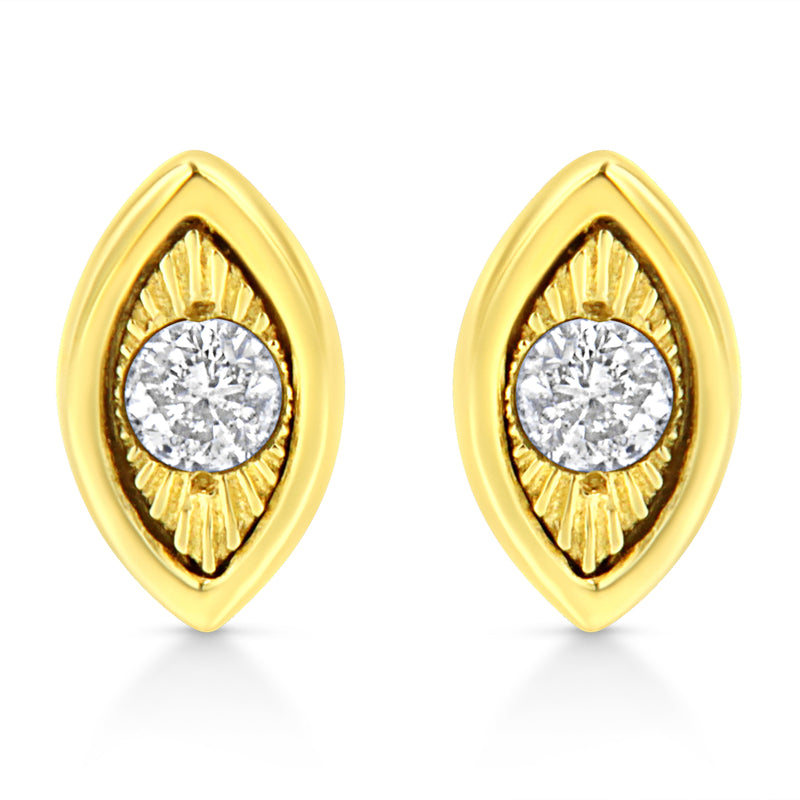 Bids.com 10K Yellow Gold Plated .925 Sterling Silver 1/10 Cttw Miracle-Set Diamond Circle Shape Stud Earrings (K-L Color, I2-I3 Clarity) Earrings White Smoke Yellow.Sterling Silver / 0.1 / Marquise Shape