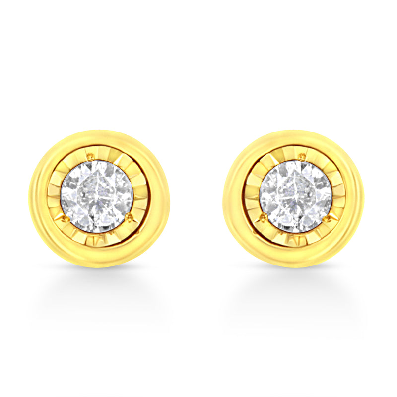 Bids.com 10K Yellow Gold Plated .925 Sterling Silver 1/10 Cttw Miracle-Set Diamond Circle Shape Stud Earrings (K-L Color, I2-I3 Clarity) Earrings White Smoke Yellow.Sterling Silver / 0.1 / Circle Shape