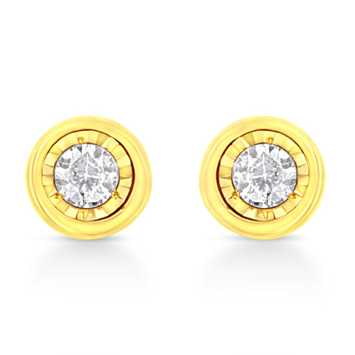 Bids.com 10K Yellow Gold Plated .925 Sterling Silver 1/10 Cttw Miracle-Set Diamond Circle Shape Stud Earrings (K-L Color, I2-I3 Clarity) Earrings White Smoke Yellow.Sterling Silver / 0.1 / Circle Shape