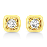 Bids.com 10K Yellow Gold Plated .925 Sterling Silver 1/10 Cttw Miracle-Set Diamond Circle Shape Stud Earrings (K-L Color, I2-I3 Clarity) Earrings White Smoke Yellow.Sterling Silver / 0.1 / Cushion Shape